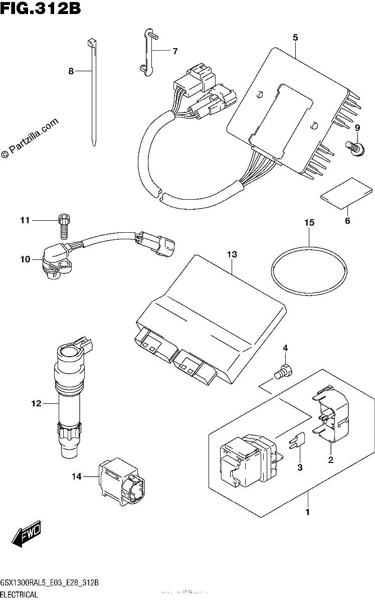 Diagrama de ELECTRICAL GSX1300RAL5 E28