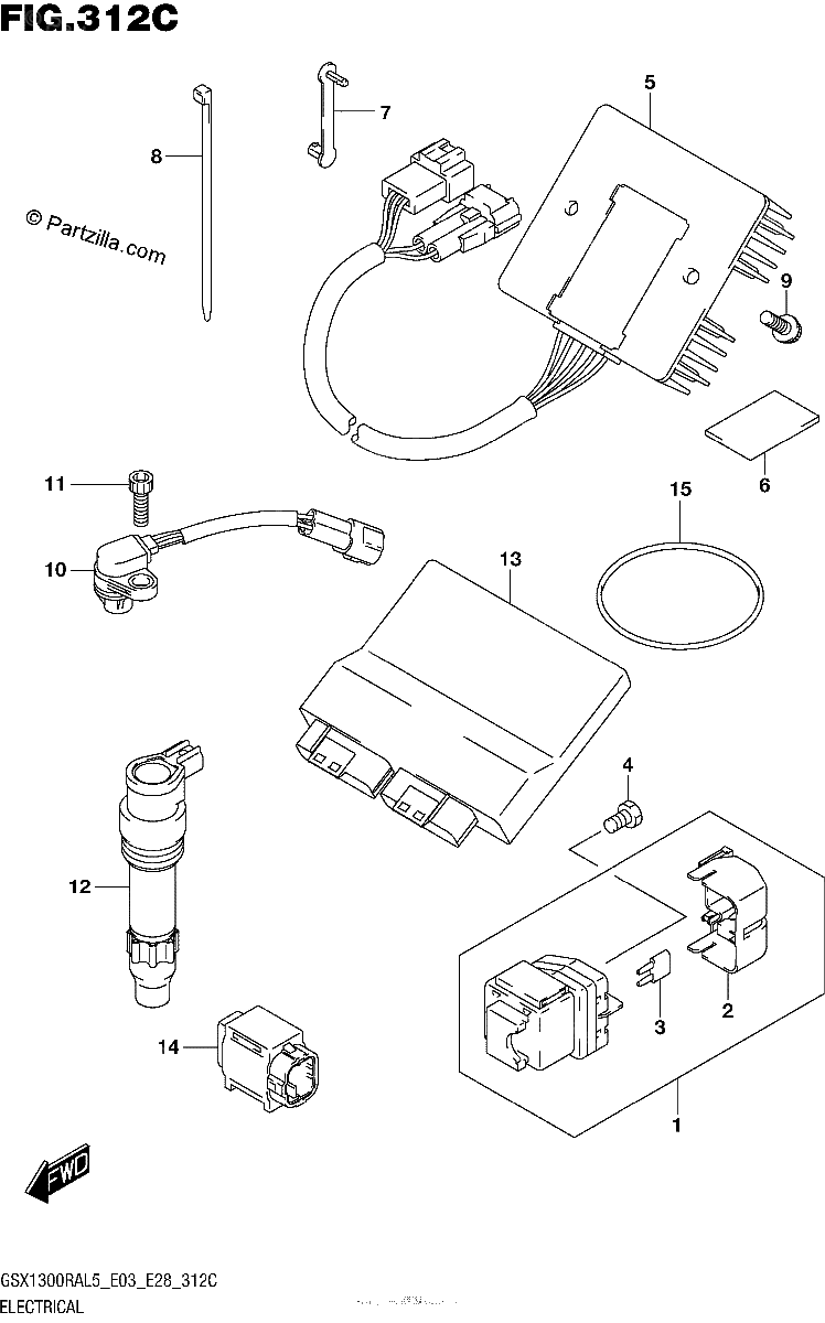 Diagrama de ELECTRICAL GSX1300RAL5 E33