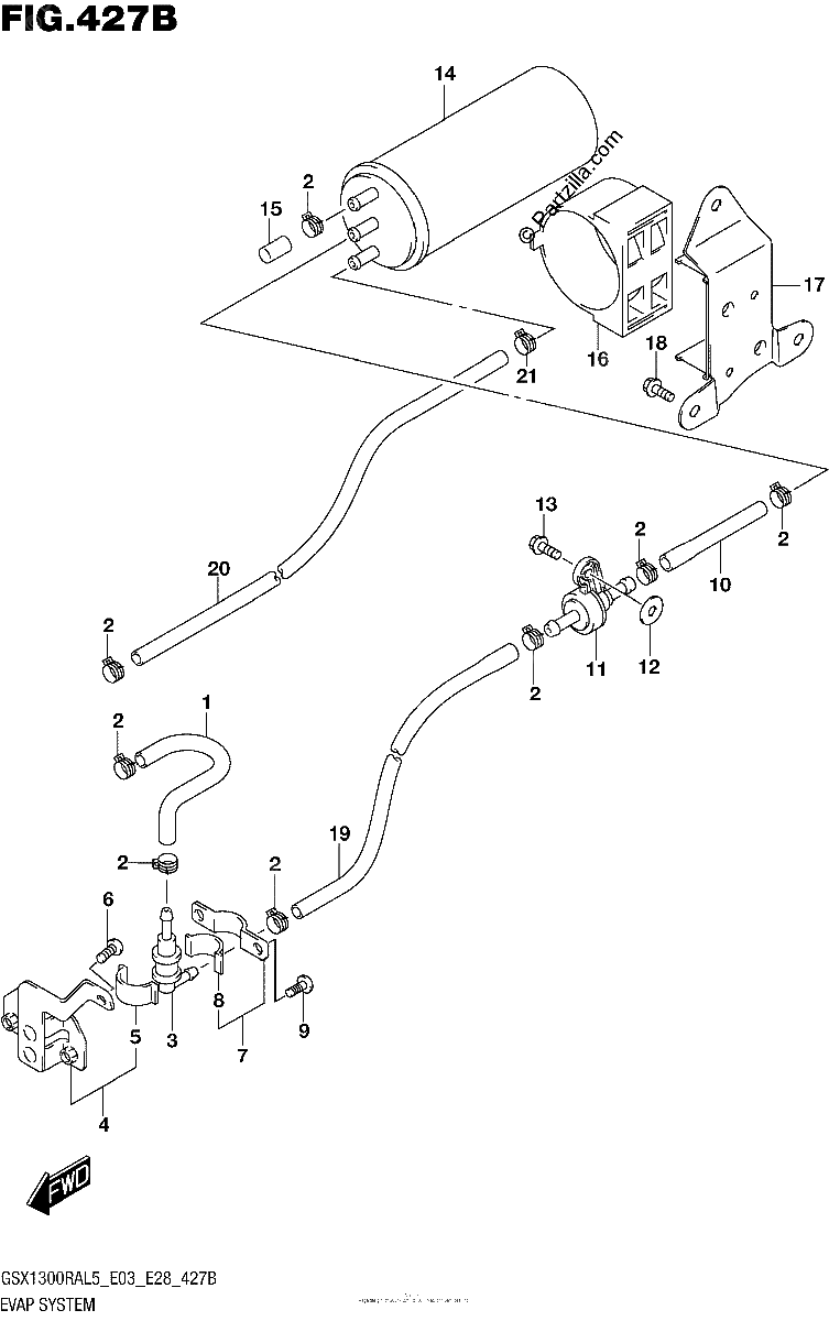 Diagrama de EVAP SYSTEM GSX1300RAL5 E33