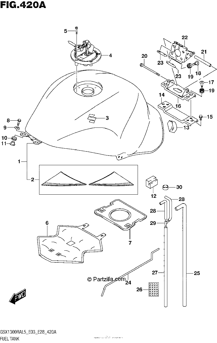 Diagrama de FUEL TANK GSX1300RAL5 E03