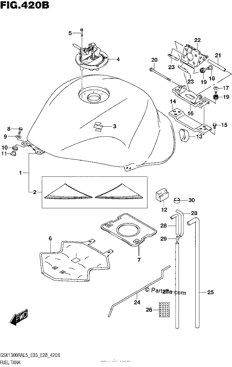 Diagrama de FUEL TANK GSX1300RAL5 E28