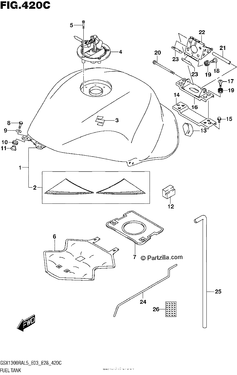 Diagrama de FUEL TANK GSX1300RAL5 E33