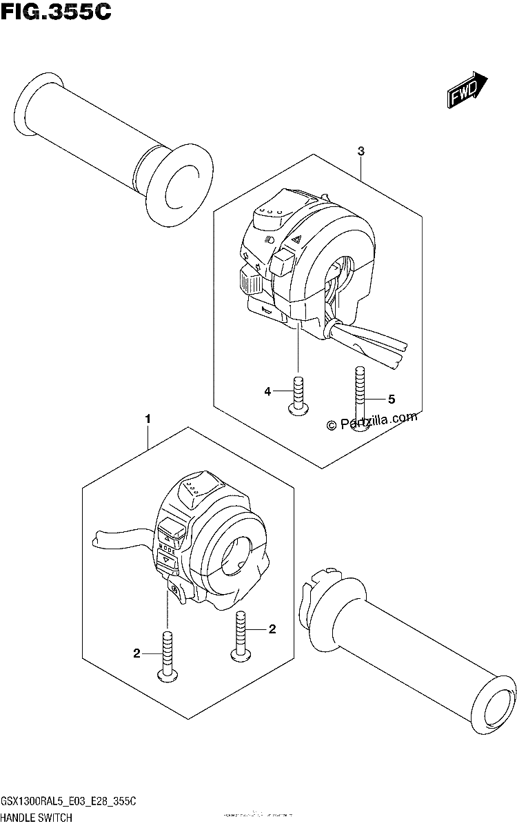 Diagrama de HANDLE SWITCH GSX1300RAL5 E33