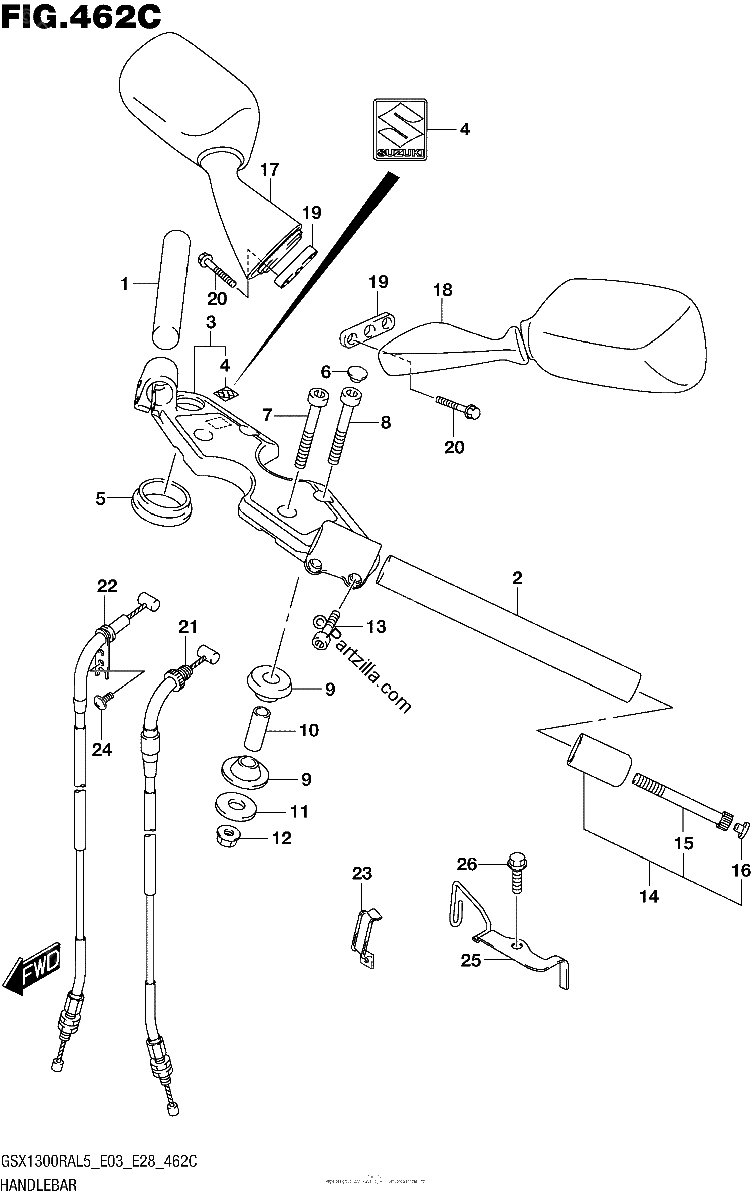 Diagrama de HANDLEBAR GSX1300RAL5 E33