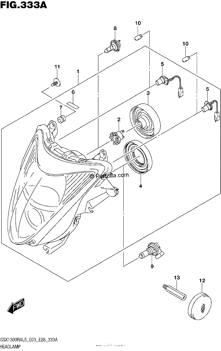 Diagrama de HEADLAMP GSX1300RAL5 E03