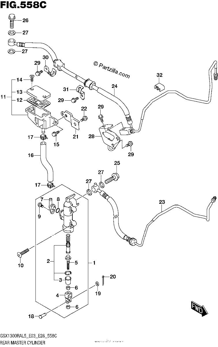 Diagrama de REAR MASTER CYLINDER GSX1300RAL5 E33