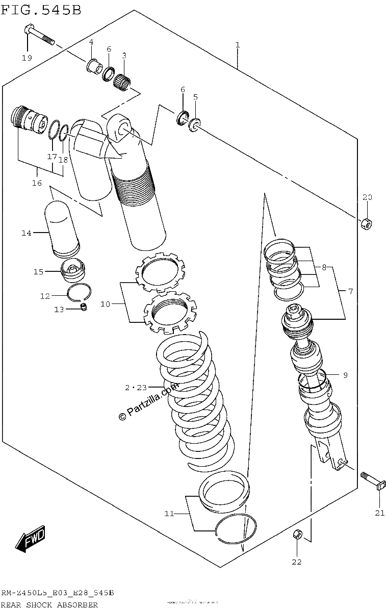 Diagrama de REAR SHOCK ABSORBER RM Z450L5 E28