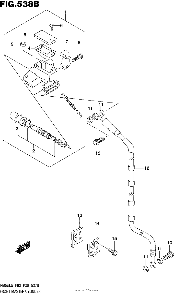 Diagrama de FRONT MASTER CYLINDER RM85L5 P28