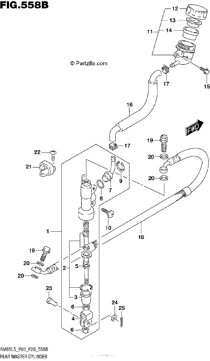 Diagrama de REAR MASTER CYLINDER RM85L5 P28