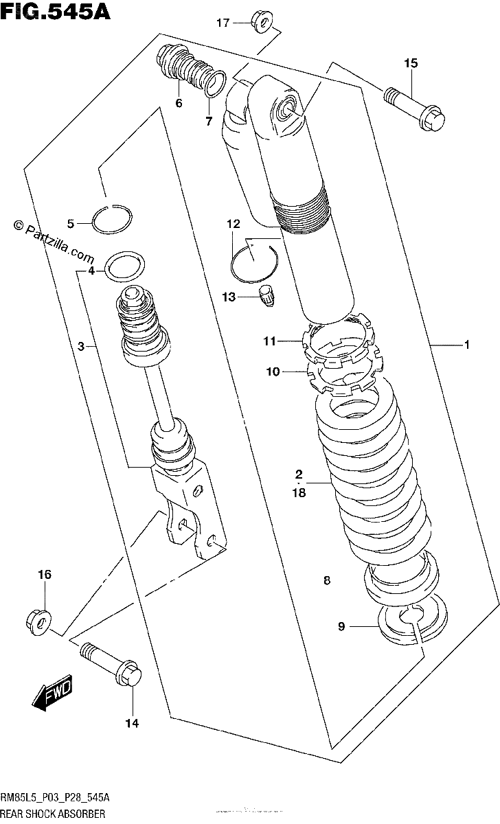 Diagrama de REAR SHOCK ABSORBER RM85L5 P03