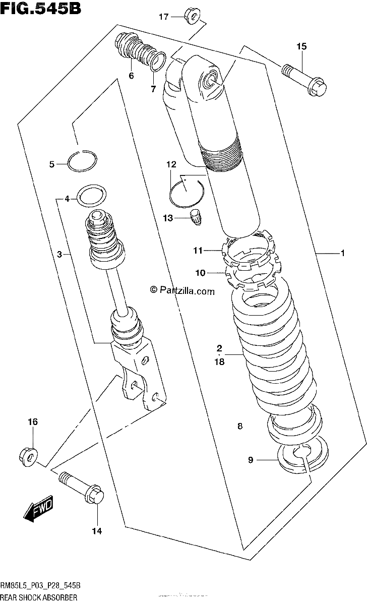 Diagrama de REAR SHOCK ABSORBER RM85L5 P28
