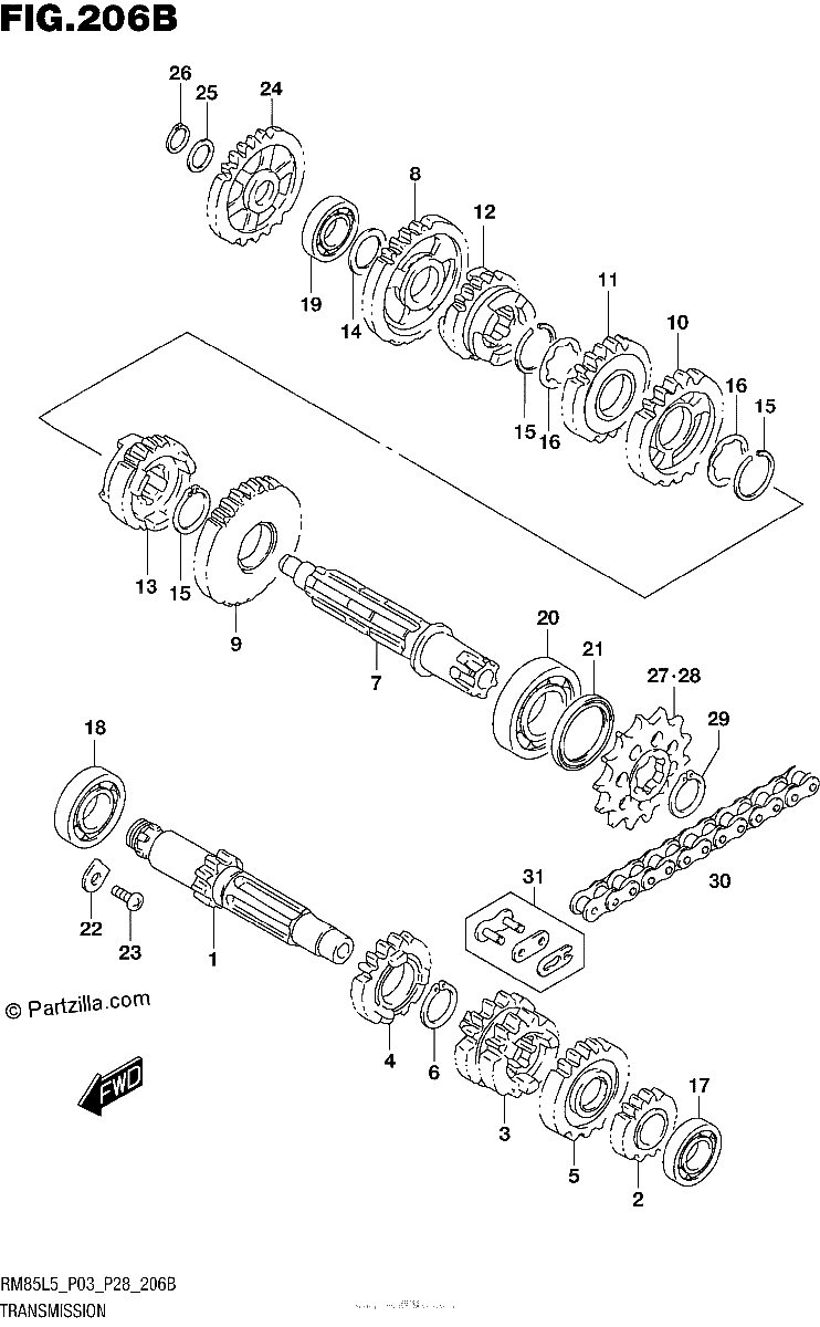 Diagrama de TRANSMISSION RM85L5 P28