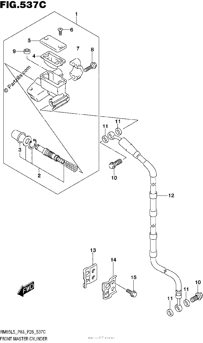 Diagrama de FRONT MASTER CYLINDER RM85LL5 P28