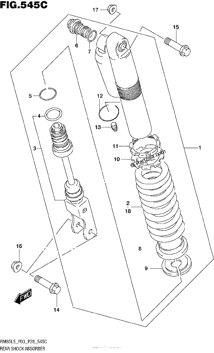 Diagrama de REAR SHOCK ABSORBER RM85LL5 P28