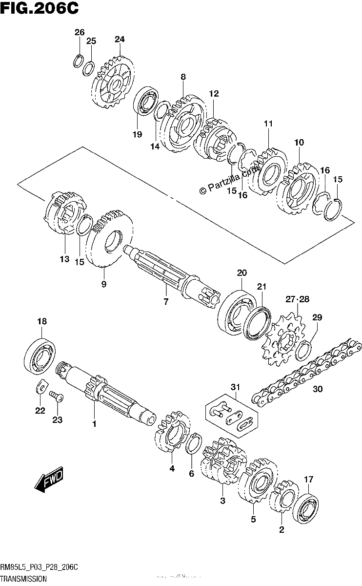 Diagrama de TRANSMISSION RM85LL5 P28