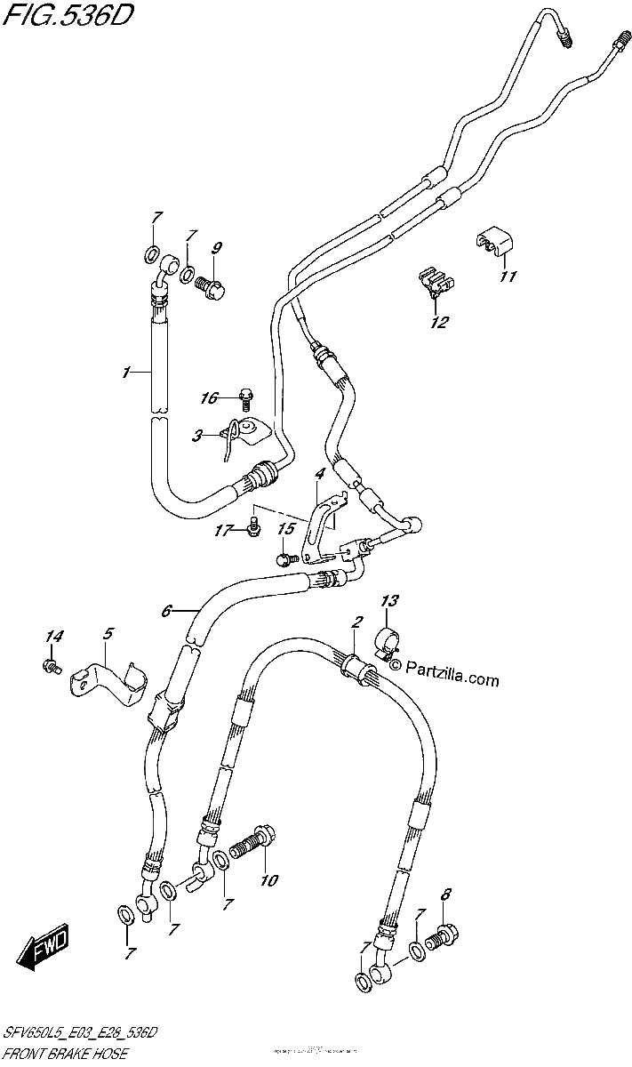 Diagrama de FRONT BRAKE HOSE SFV650AL5 E28