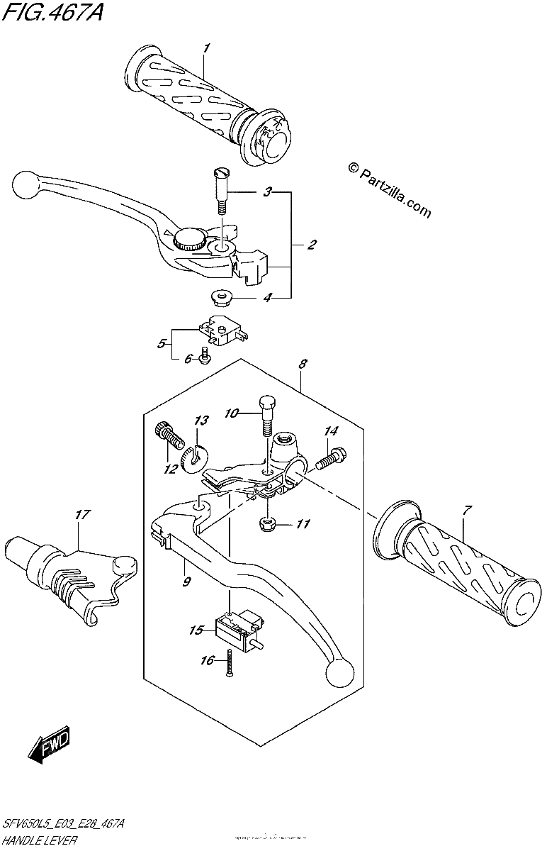 Diagrama de HANDLE LEVER
