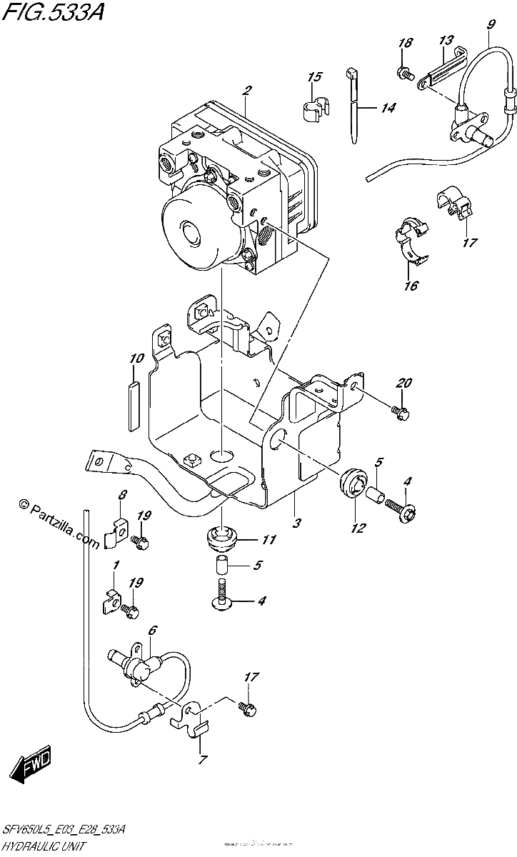 Diagrama de HYDRAULIC UNIT SFV650AL5 E28