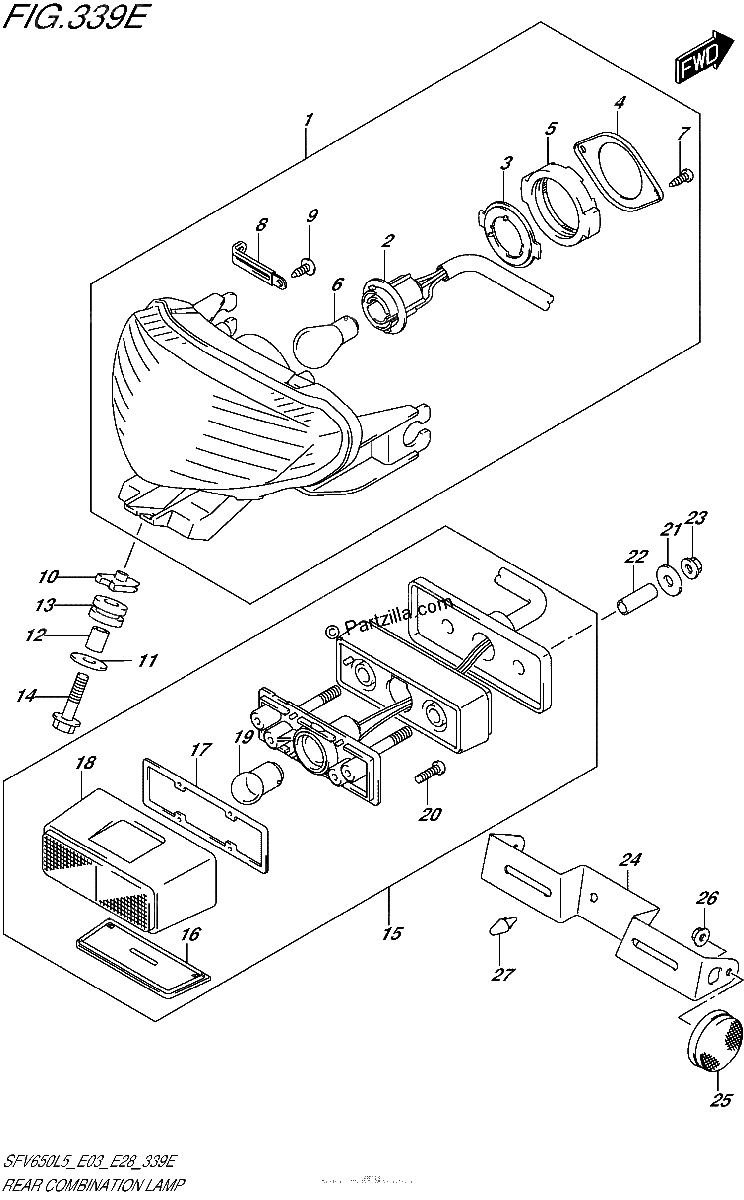 Diagrama de REAR COMBINATION LAMP SFV650AL5 E33