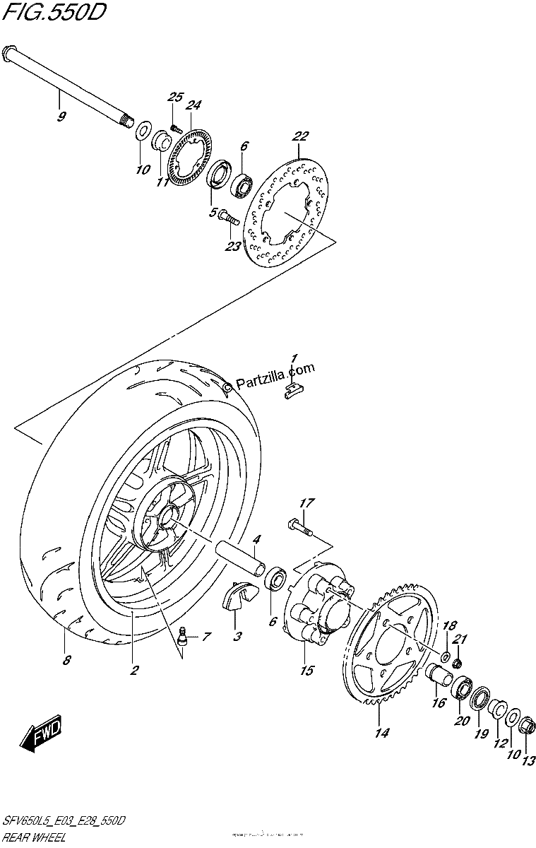 Diagrama de REAR WHEEL SFV650AL5 E28