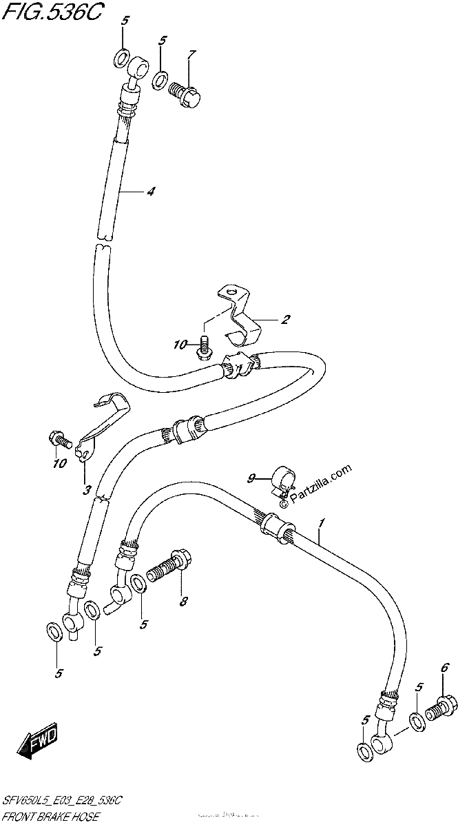 Diagrama de FRONT BRAKE HOSE SFV650L5 E33