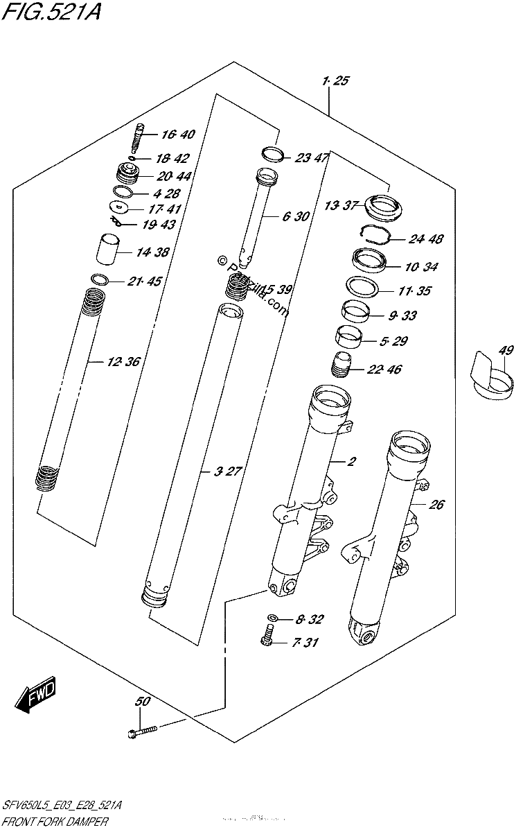 Diagrama de FRONT FORK DAMPER SFV650L5 E03