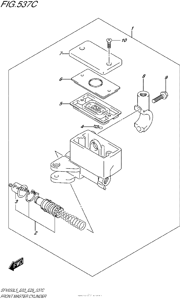 Diagrama de FRONT MASTER CYLINDER SFV650L5 E33