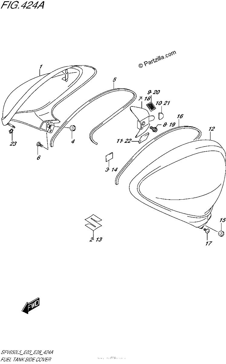 Diagrama de FUEL TANK SIDE COVER