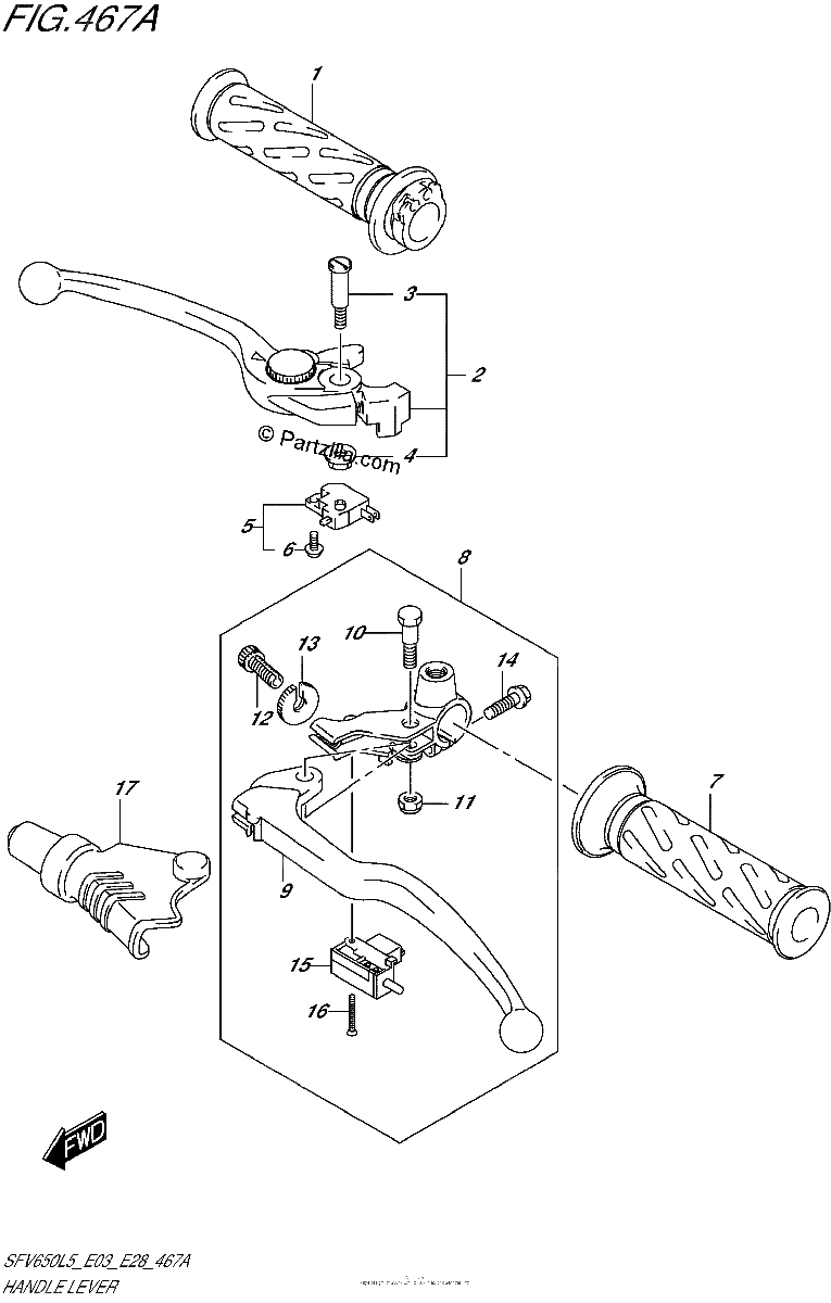 Diagrama de HANDLE LEVER