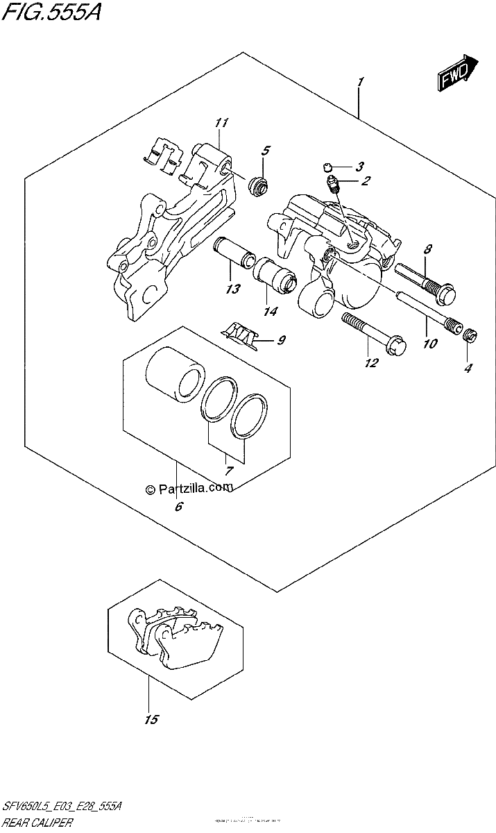 Diagrama de REAR CALIPER SFV650L5 E03