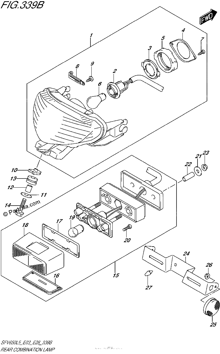 Diagrama de REAR COMBINATION LAMP SFV650L5 E28