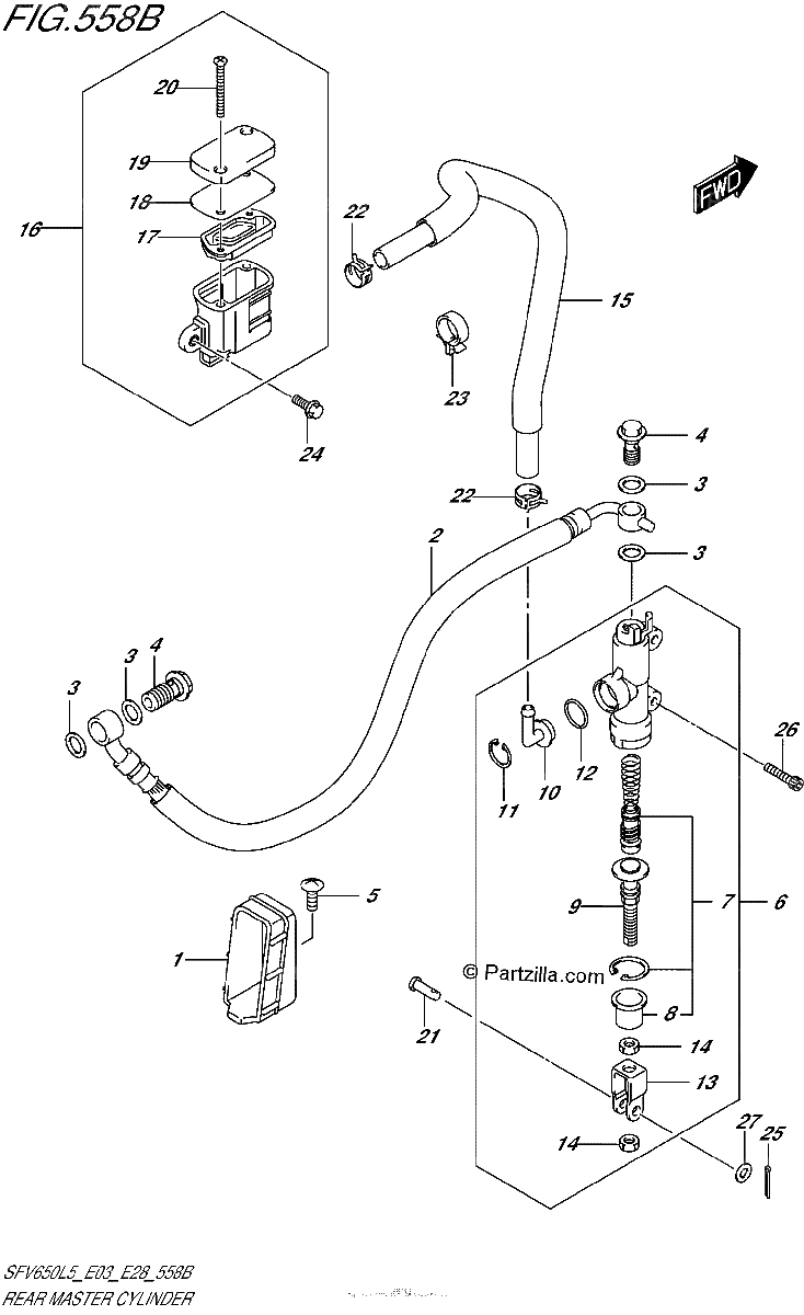 Diagrama de REAR MASTER CYLINDER SFV650L5 E28