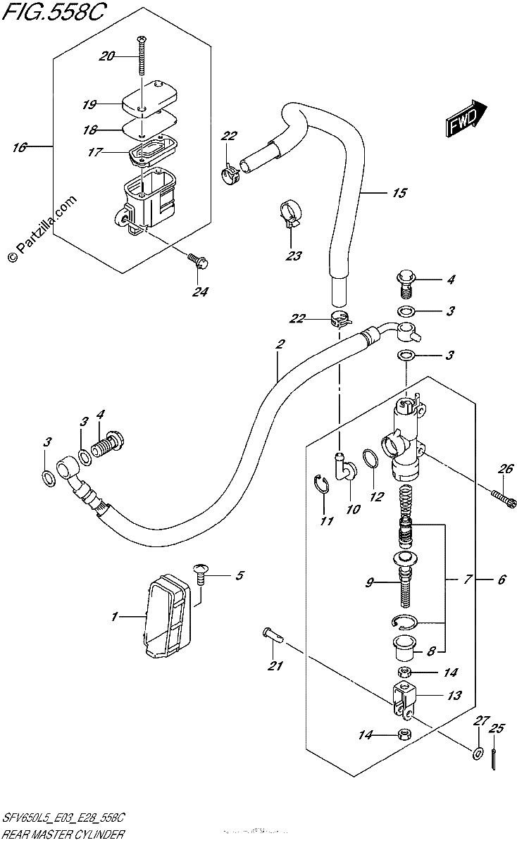 Diagrama de REAR MASTER CYLINDER SFV650L5 E33