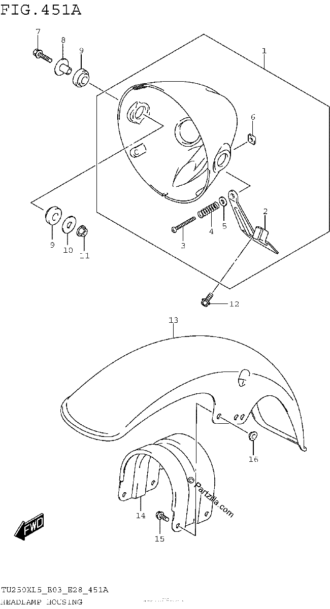 Diagrama de HEADLAMP HOUSING