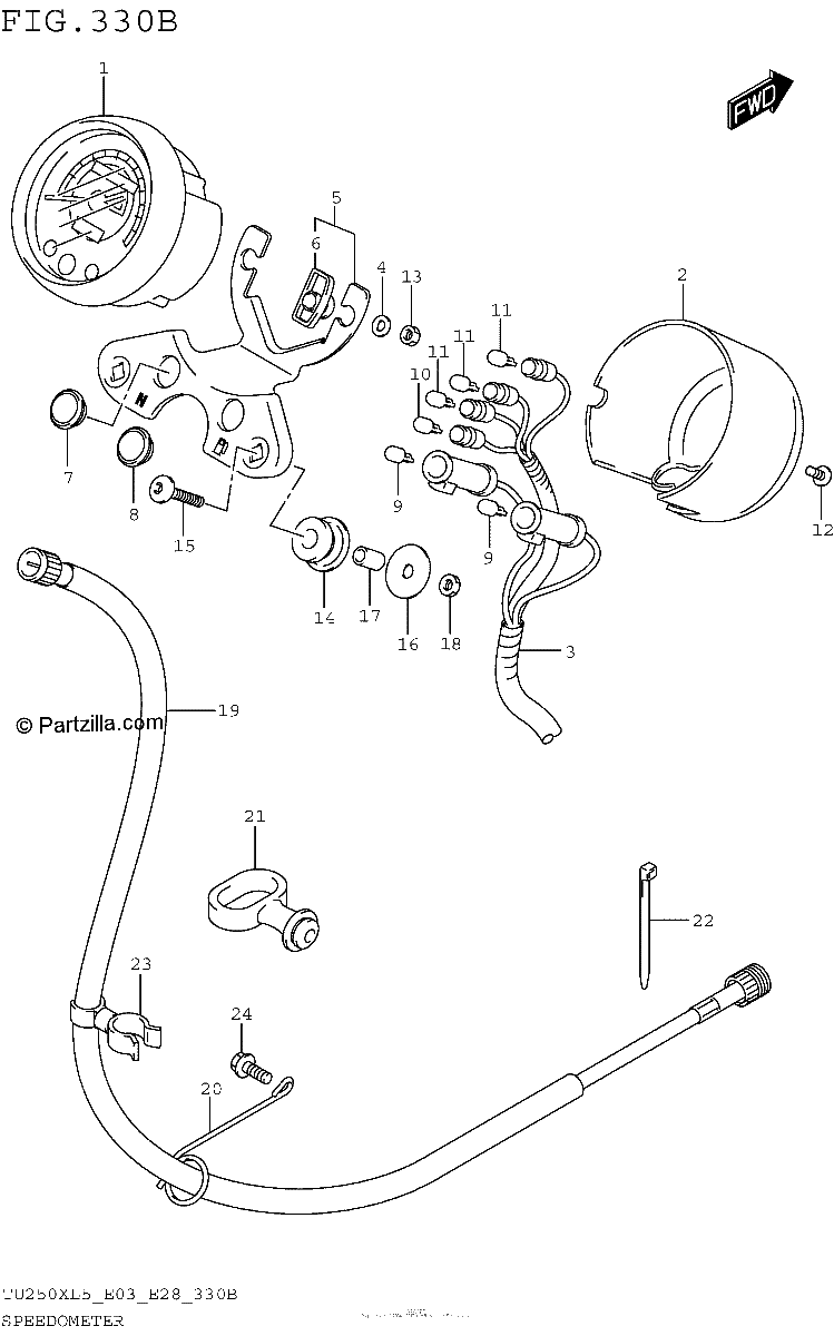 Diagrama de SPEEDOMETER TU250XL5 E28