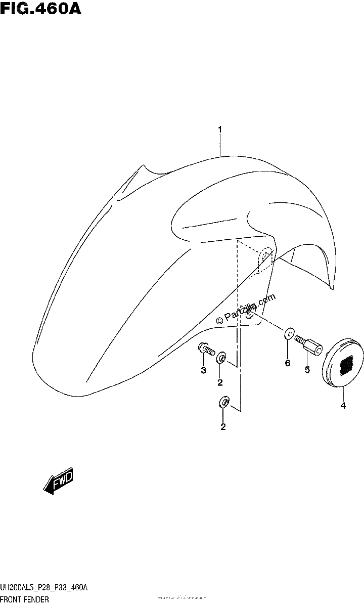 Diagrama de FRONT FENDER UH200AL5 P28