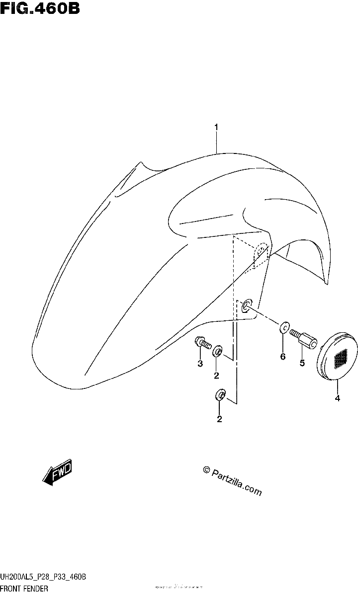 Diagrama de FRONT FENDER UH200AL5 P33