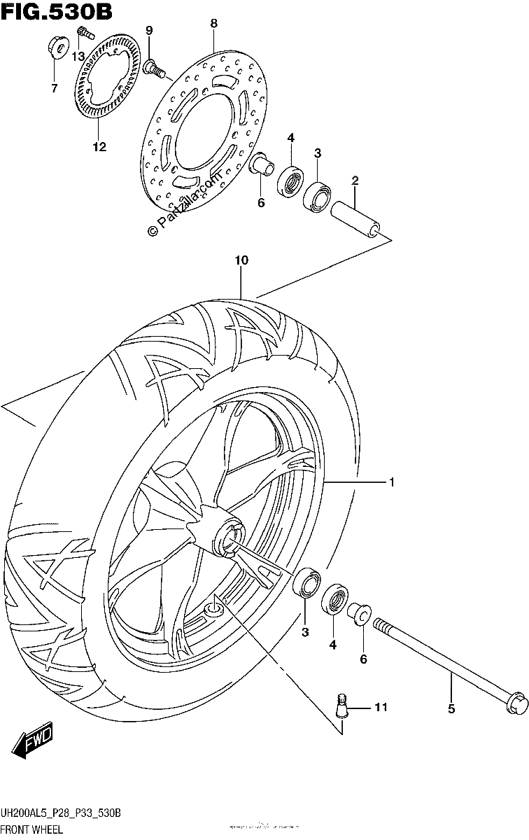 Diagrama de FRONT WHEEL UH200AL5 P33