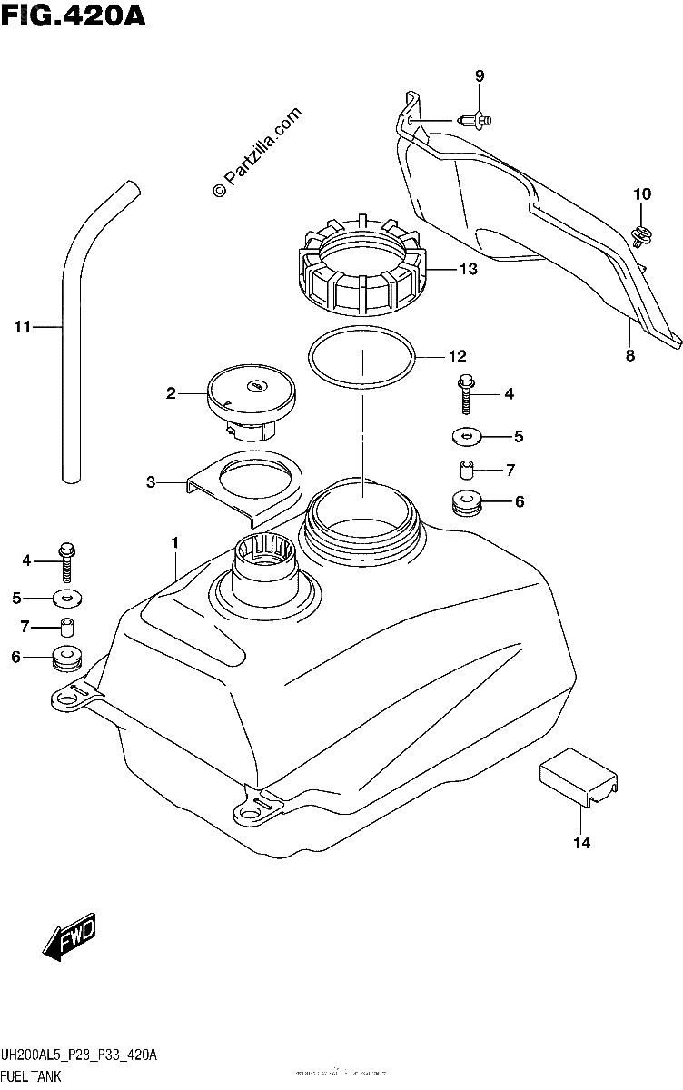 Diagrama de FUEL TANK UH200AL5 P28