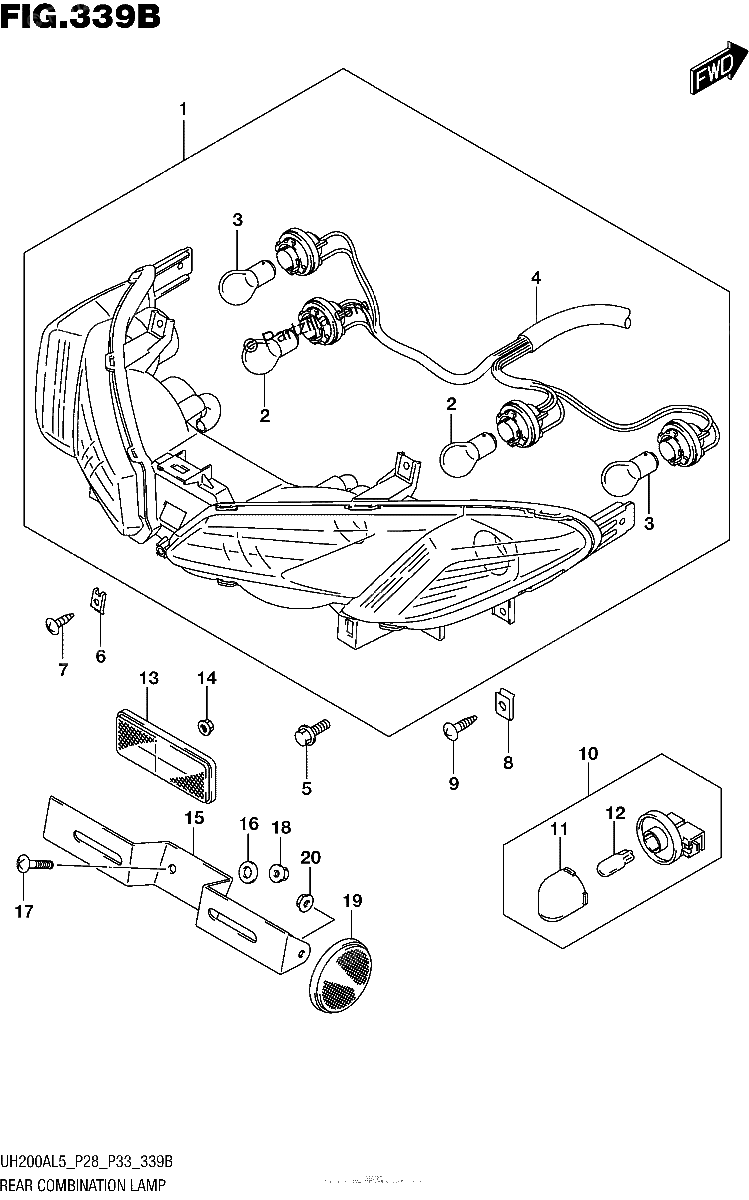 Diagrama de REAR COMBINATION LAMP UH200AL5 P33