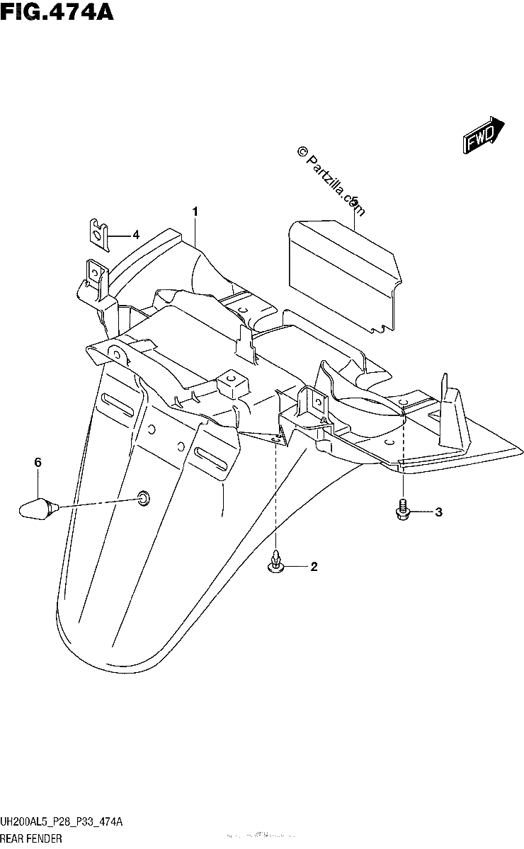 Diagrama de REAR FENDER UH200AL5 P28