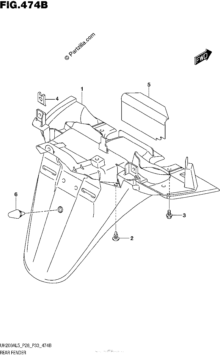 Diagrama de REAR FENDER UH200AL5 P33
