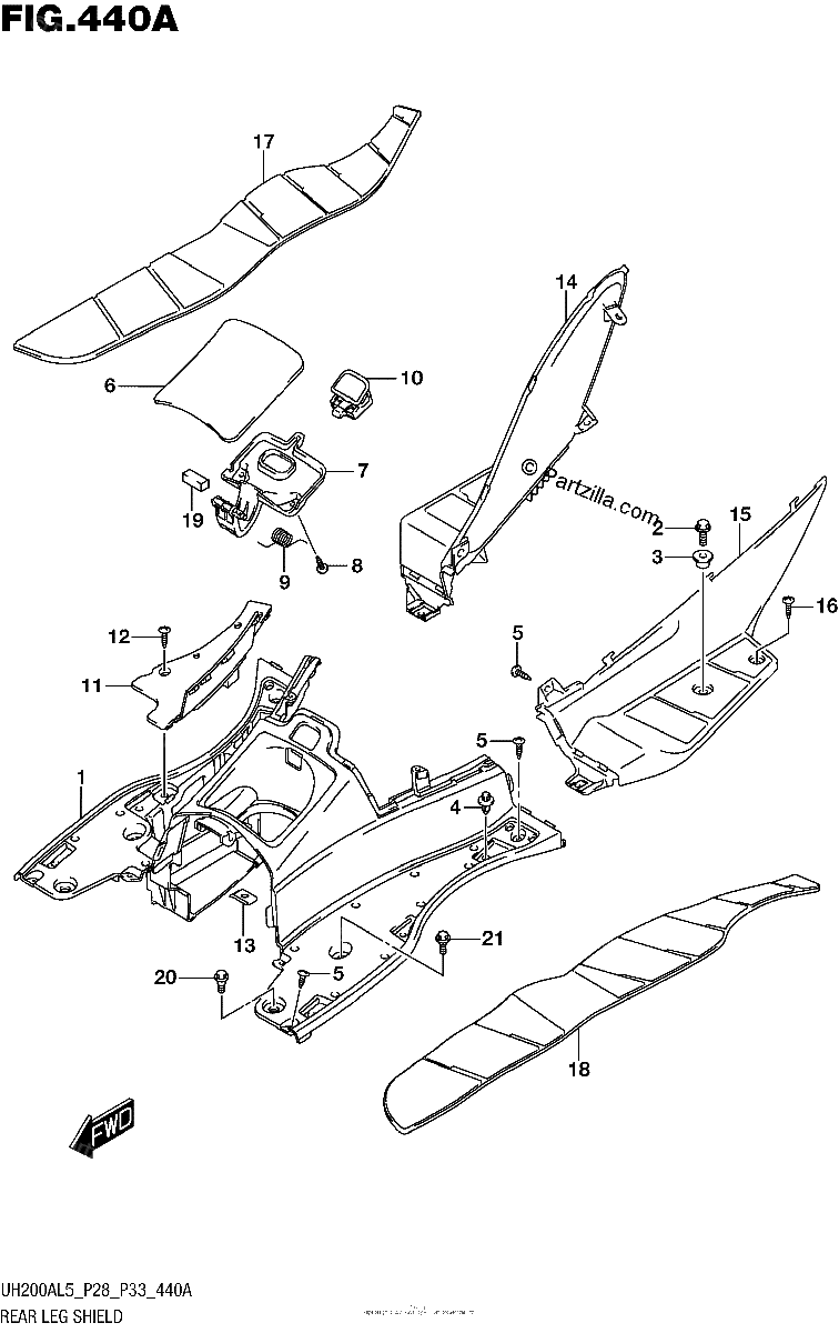 Diagrama de REAR LEG SHIELD