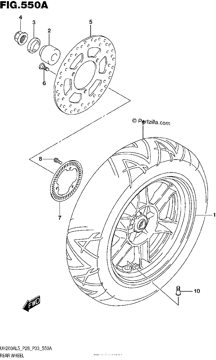 Diagrama de REAR WHEEL UH200AL5 P28