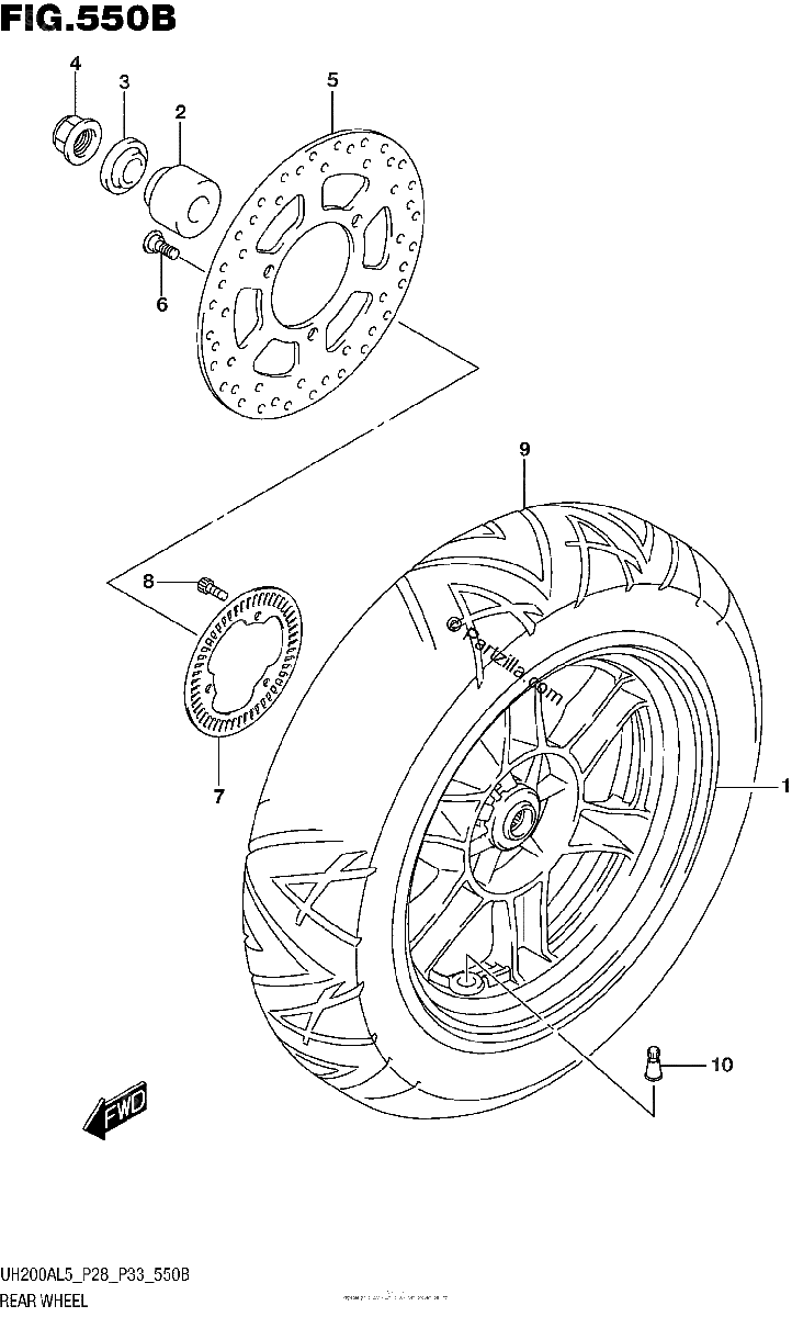 Diagrama de REAR WHEEL UH200AL5 P33