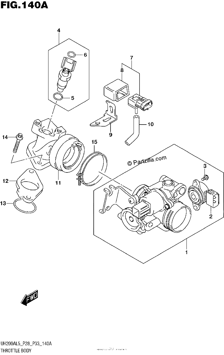 Diagrama de THROTTLE BODY UH200AL5 P28