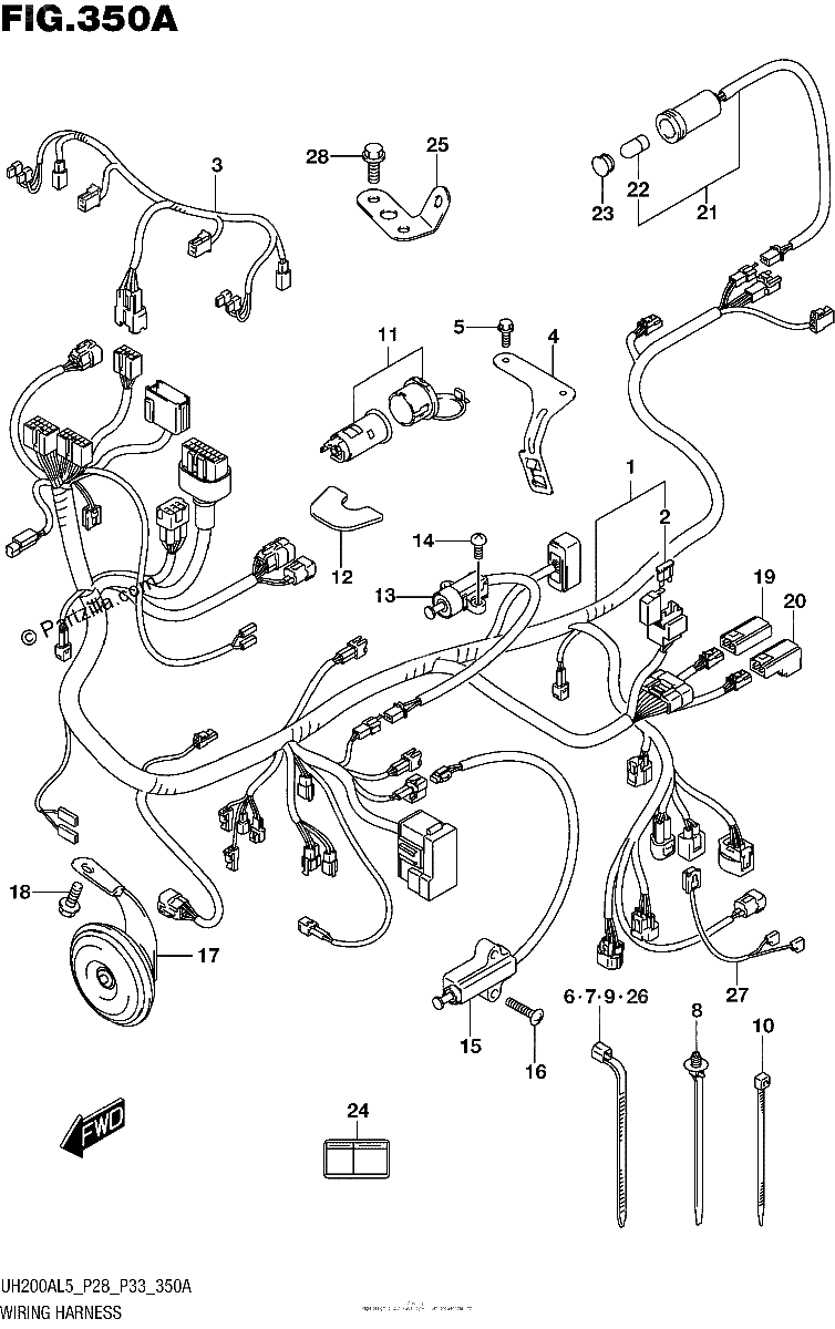 Diagrama de WIRING HARNESS UH200AL5 P28