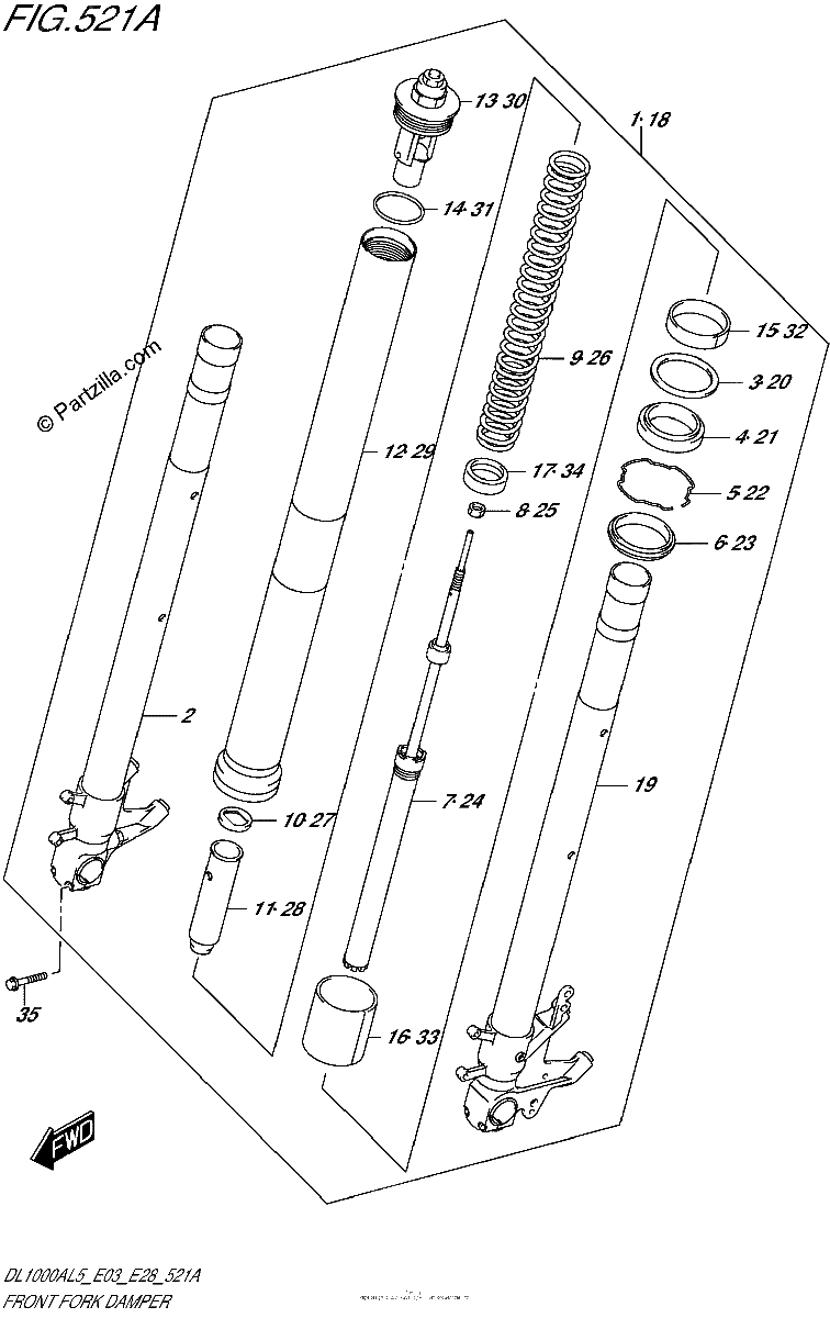 Diagrama de FRONT FORK DAMPER