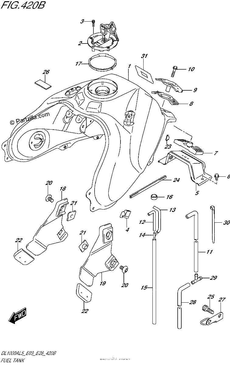 Diagrama de FUEL TANK DL1000AL5 E28