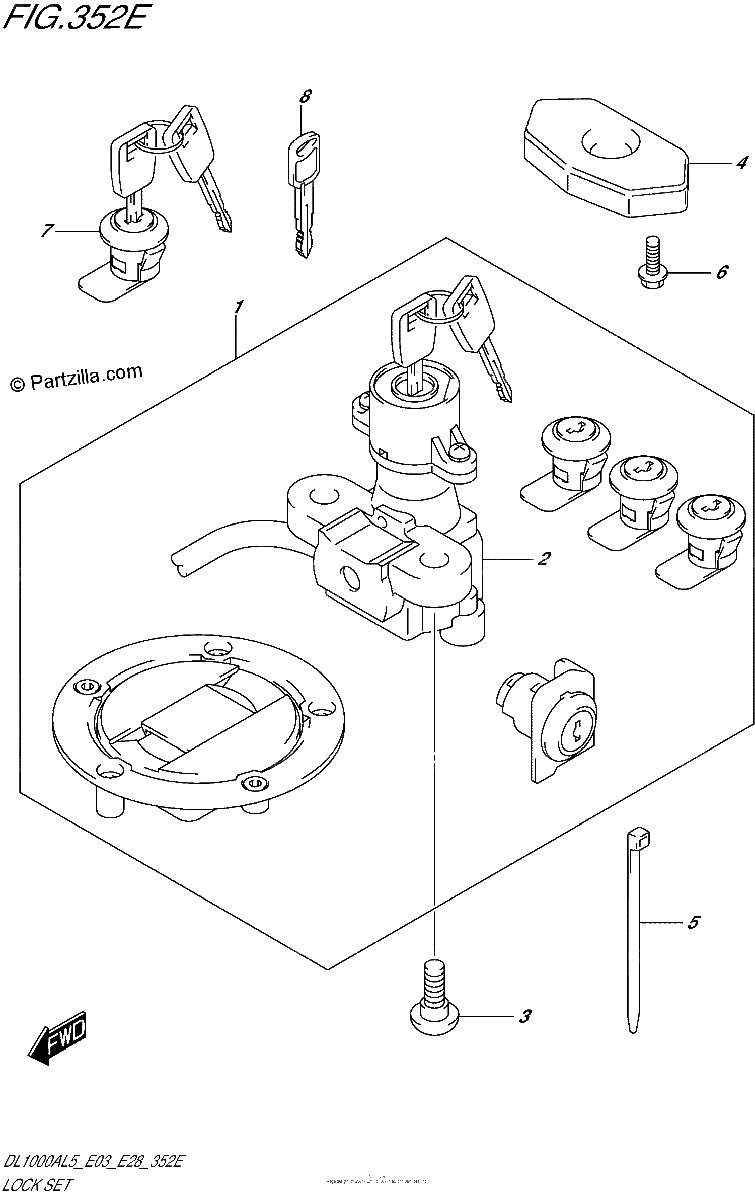 Diagrama de LOCK SET FOR PANNIR CASE DL1000AL5 E33